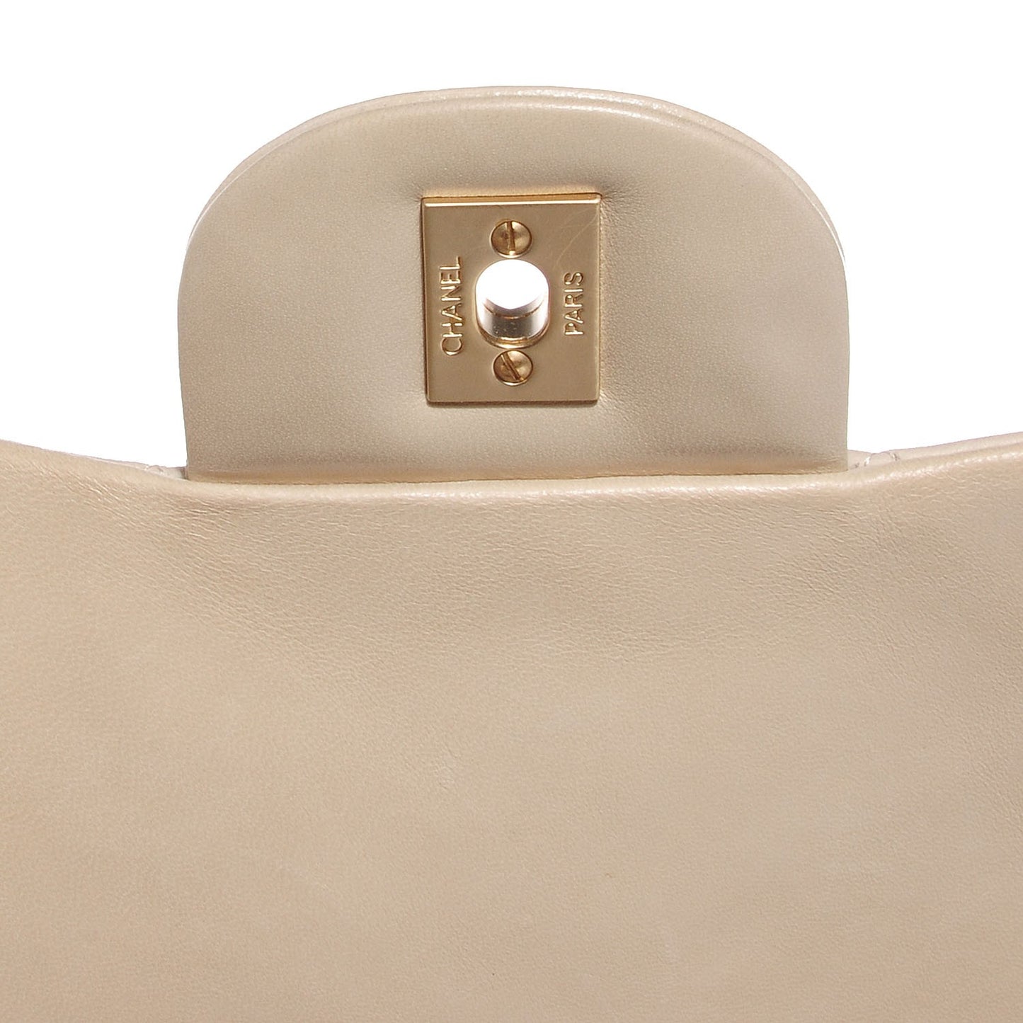 Lambskin Quilted Jumbo Single Flap Light Beige