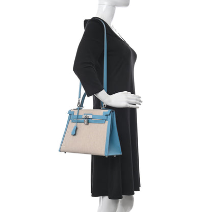 Hermes Toile Swift Kelly Sellier 28 Bleu Du Nord 2 of 12