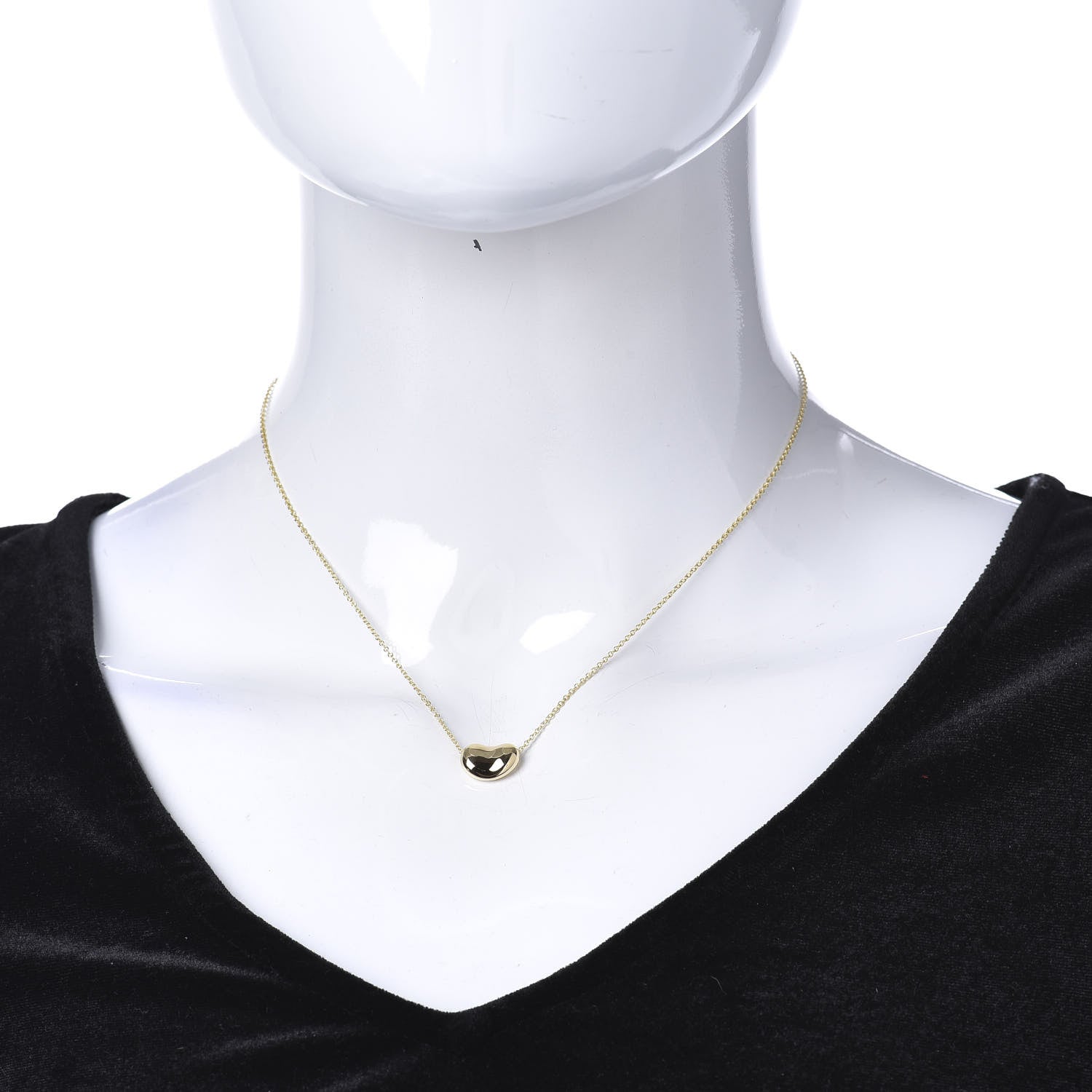 Tiffany 18K Yellow Gold 12mm Elsa Peretti Bean Pendant Necklace 2 of 5