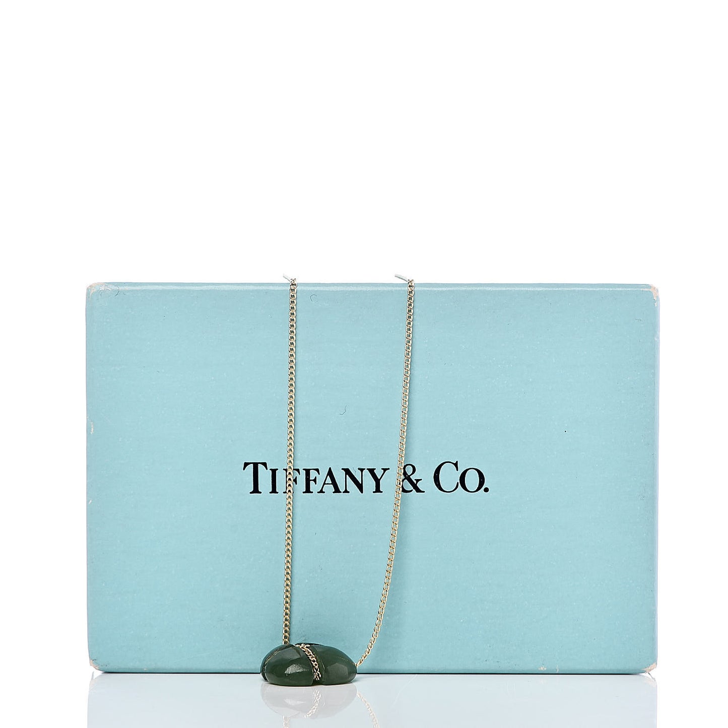 18K Yellow Gold Green Jade Heart Pendant Necklace