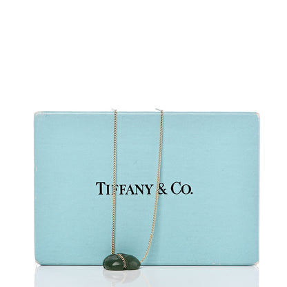 Tiffany 18K Yellow Gold Green Jade Heart Pendant Necklace 7 of 7
