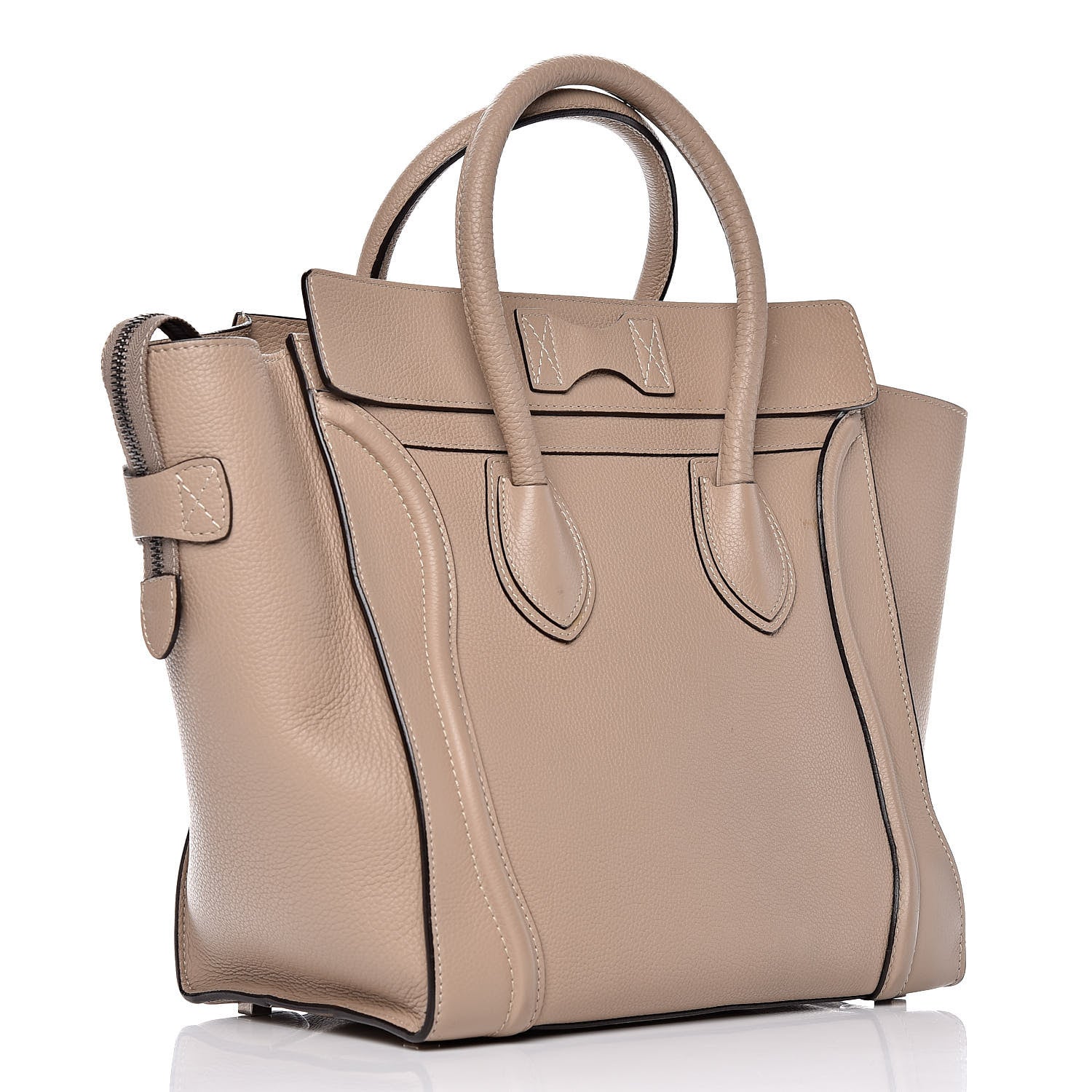Celine Drummed Calfskin Mini Luggage Dune 3 of 14