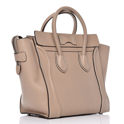 Celine Drummed Calfskin Mini Luggage Dune 3 of 14