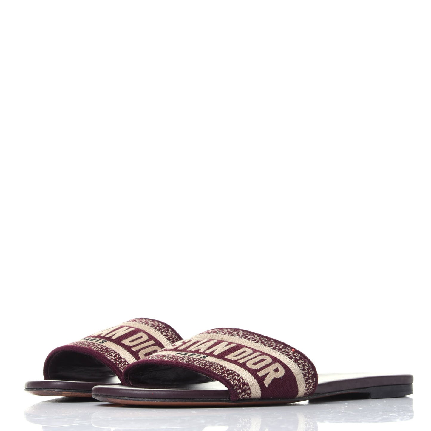 Canvas Embroidered Dway Mules Slide Sandals 37.5 Burgundy