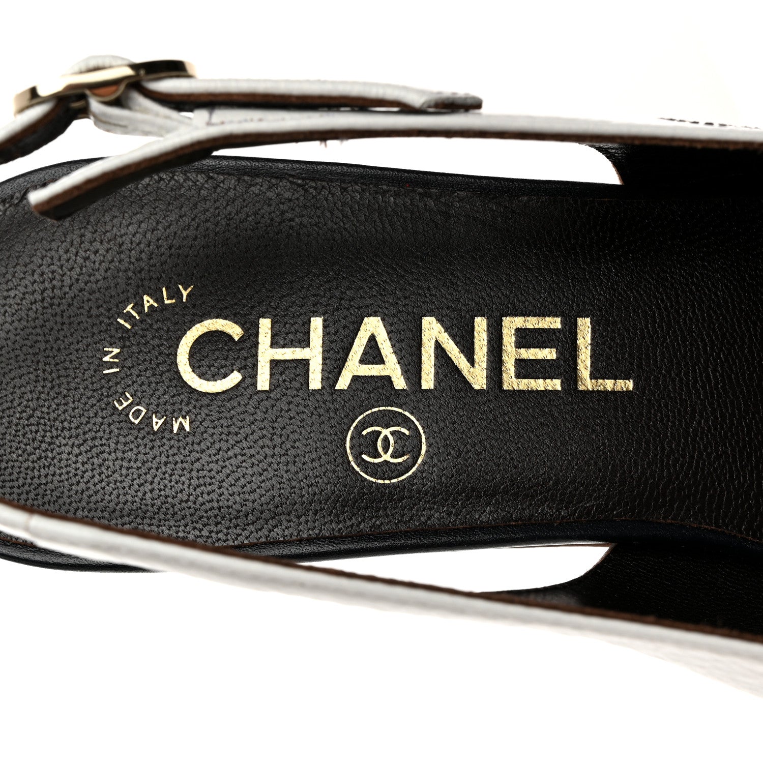 Chanel Calfskin Cap Toe CC Slingback Pumps 39 White Dark Navy 6 of 8