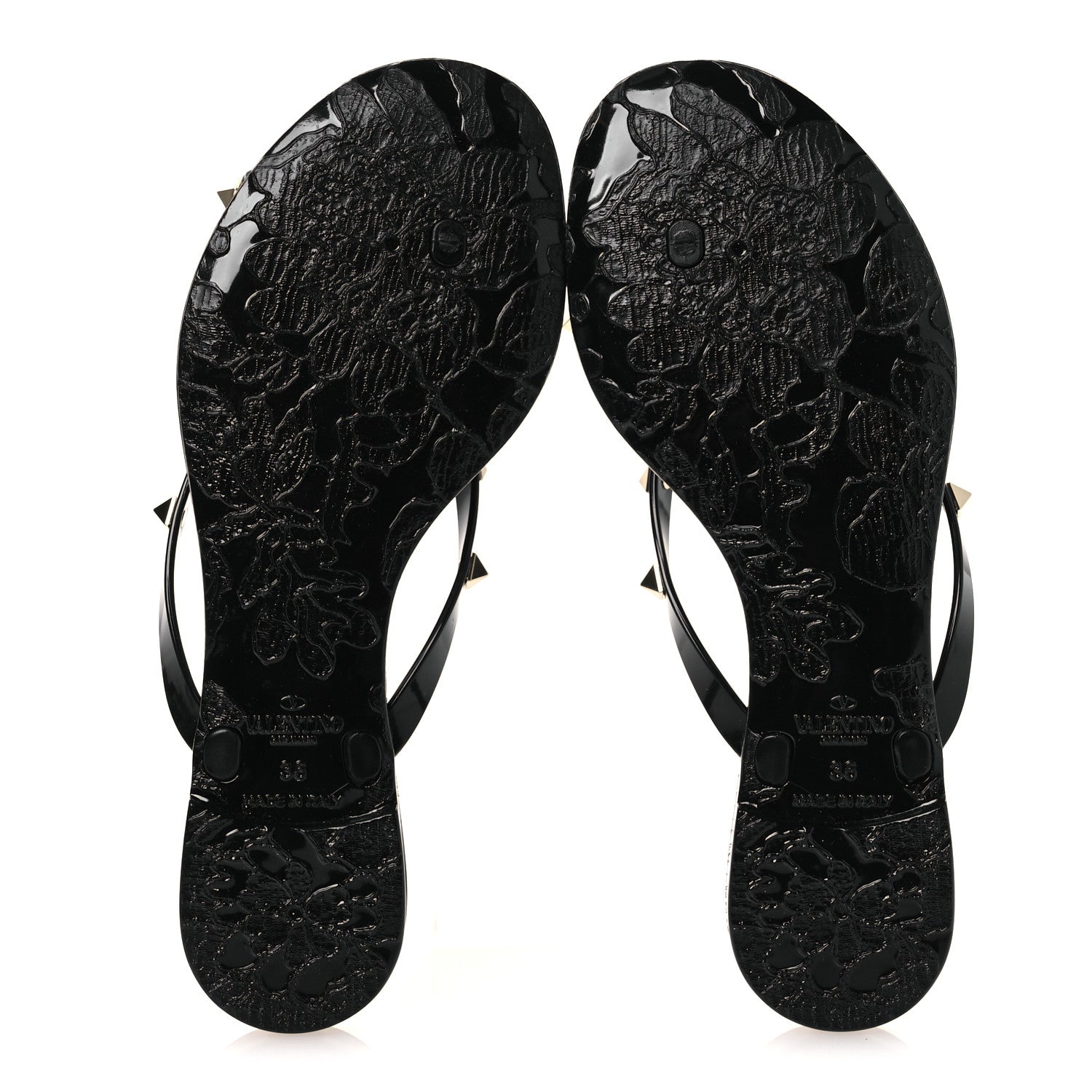 Valentino Garavani PVC Jelly Rockstud Bow Thong Sandals 36 Black 7 of 11