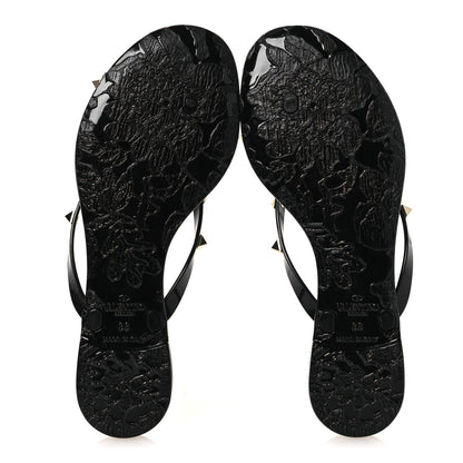 Valentino Garavani PVC Jelly Rockstud Bow Thong Sandals 36 Black 7 of 11