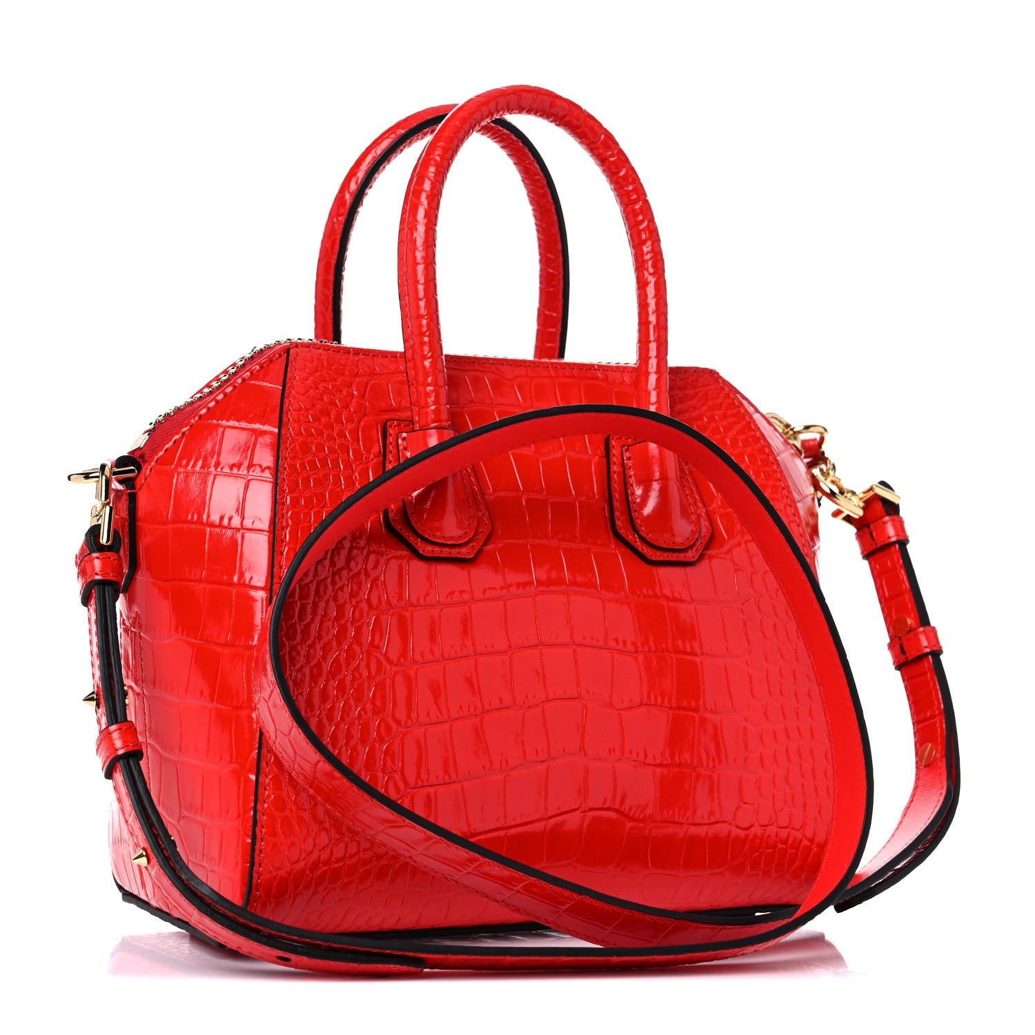 Givenchy Calfskin Crocodile Embossed Mini Antigona Red 3 of 9
