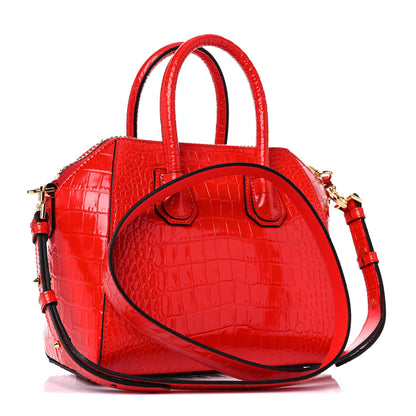 Givenchy Calfskin Crocodile Embossed Mini Antigona Red 3 of 9