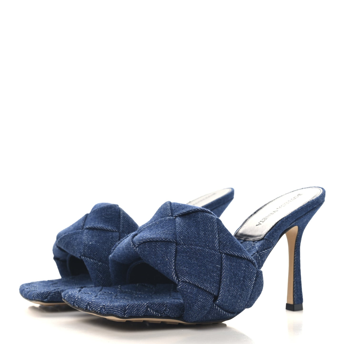 Denim Intrecciato Lido Mule 90 Sandals 37.5 Indigo