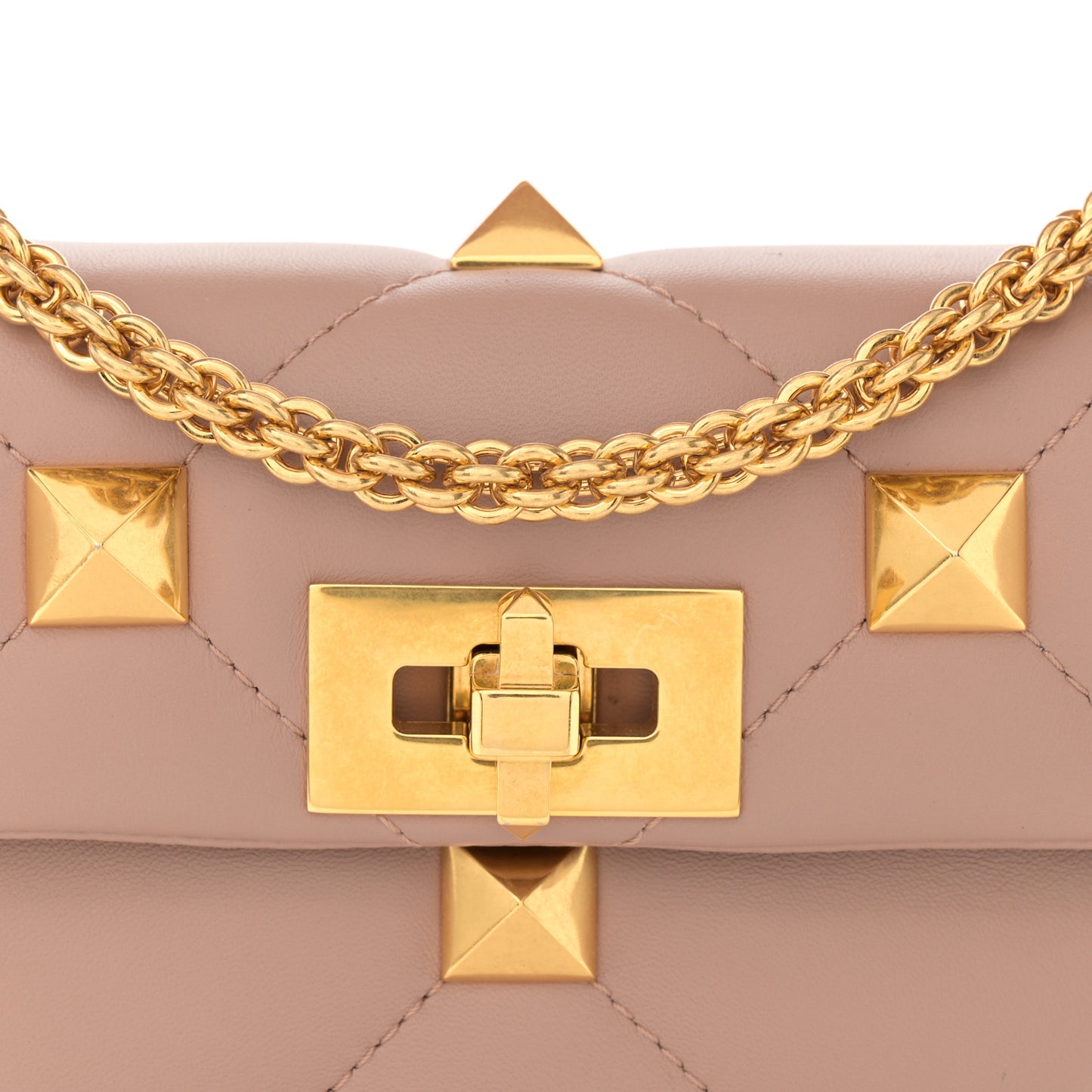 Nappa Small Roman Stud Shoulder Bag Rose Cannelle