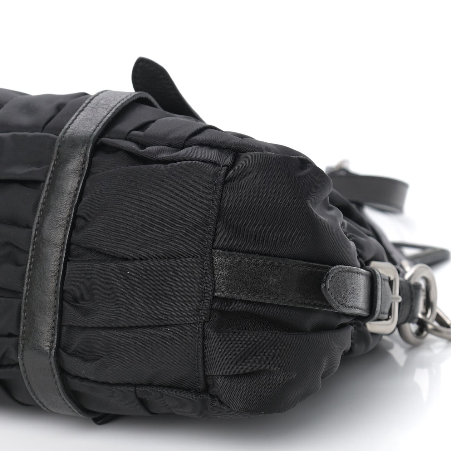 Tessuto Nylon Nappa Braided Gaufre Shoulder Bag Black