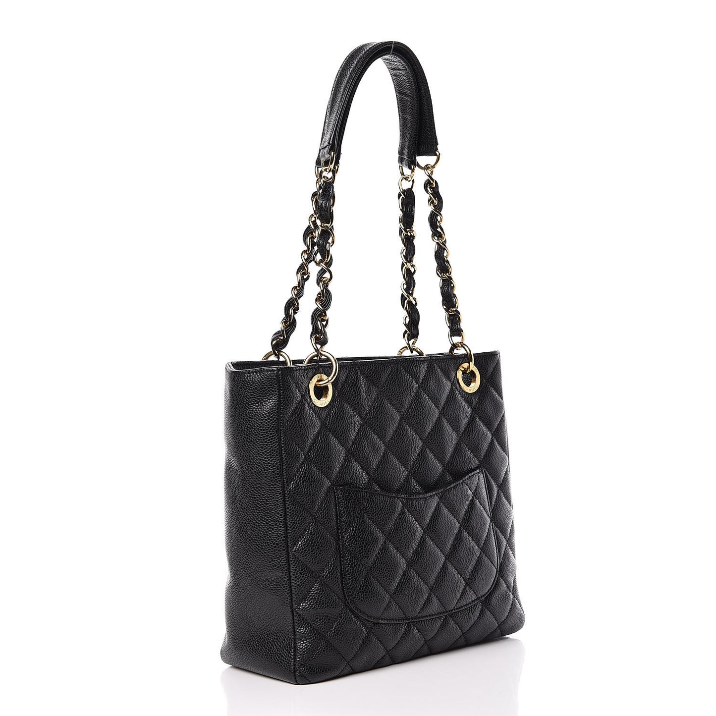 Caviar Quilted Petit Shopping Tote PST Black