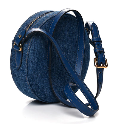 Versace Denim Mini La Medusa Chain Round Crossbody Bag Navy Blue 3 of 9