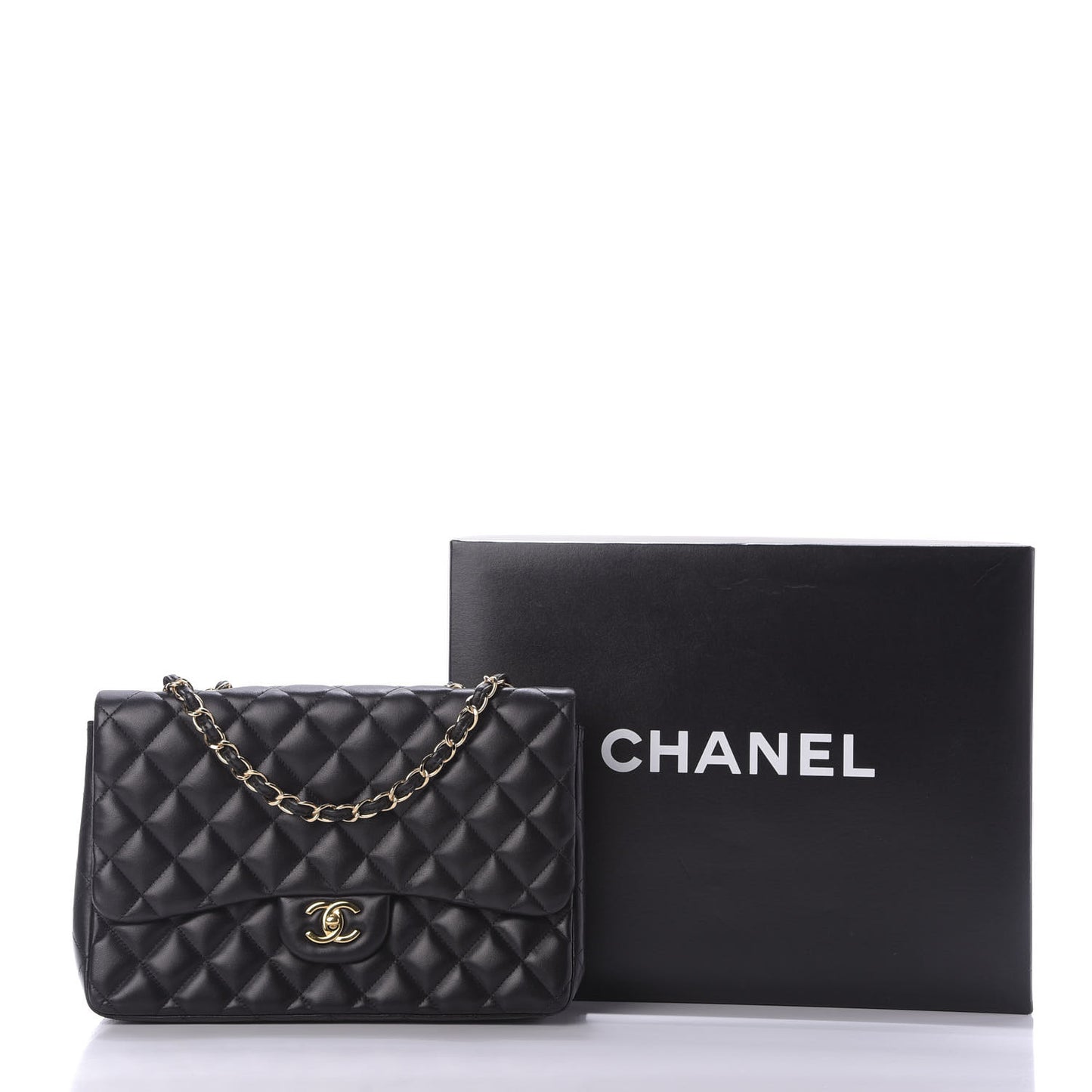 Lambskin Quilted Jumbo Single Flap Black