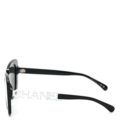 Chanel Acetate Strass Square Sunglasses 5422-B Black White 3 of 7