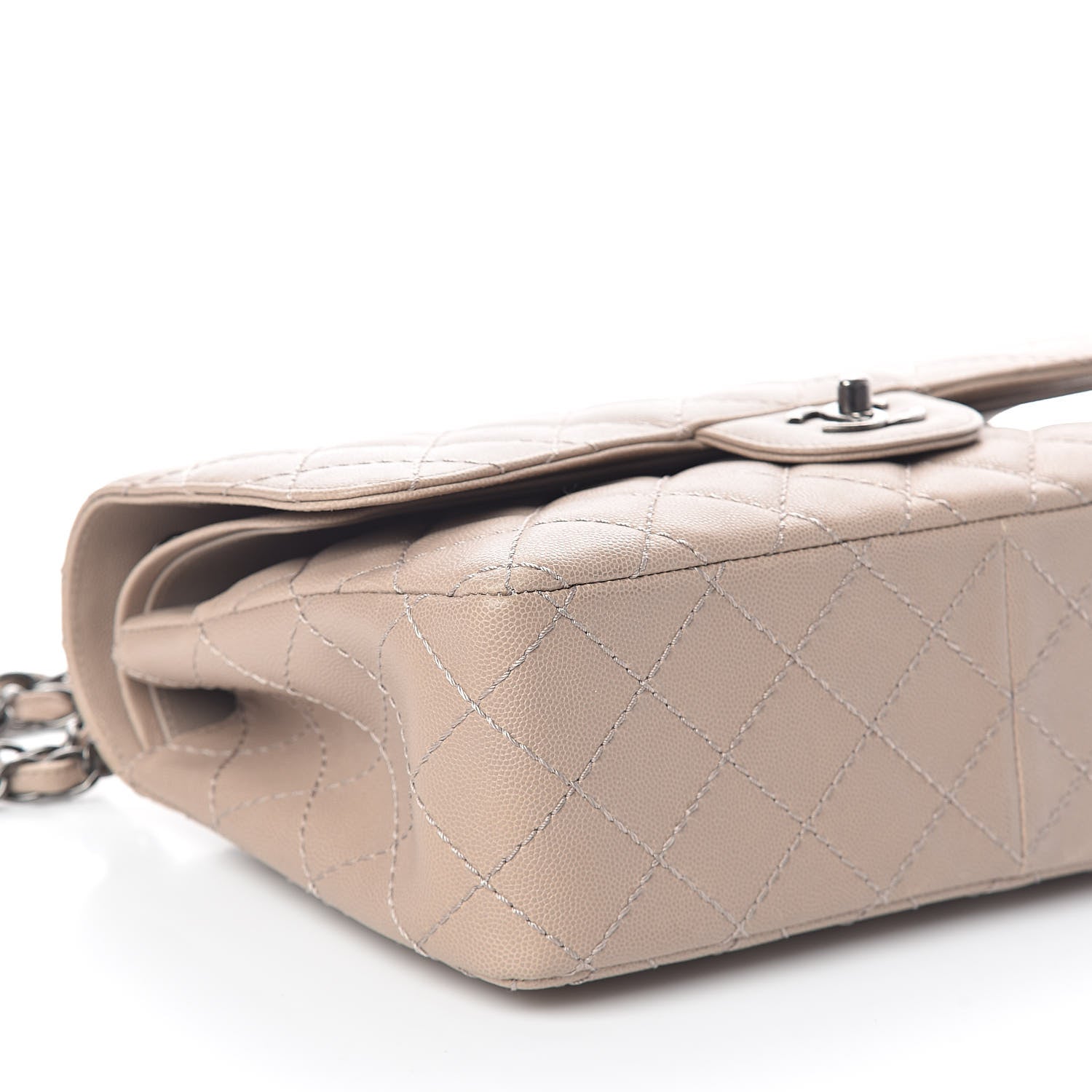 Chanel Caviar Quilted Jumbo Double Flap Dark Beige 9 of 10