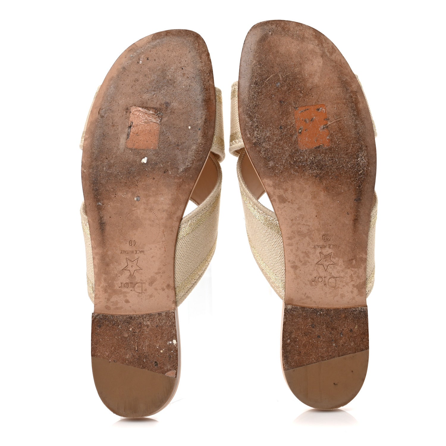Christian Dior Lurex Romance Embroidered Dway Criss Cross Slide Sandal 40 Gold Beige 5 of 8
