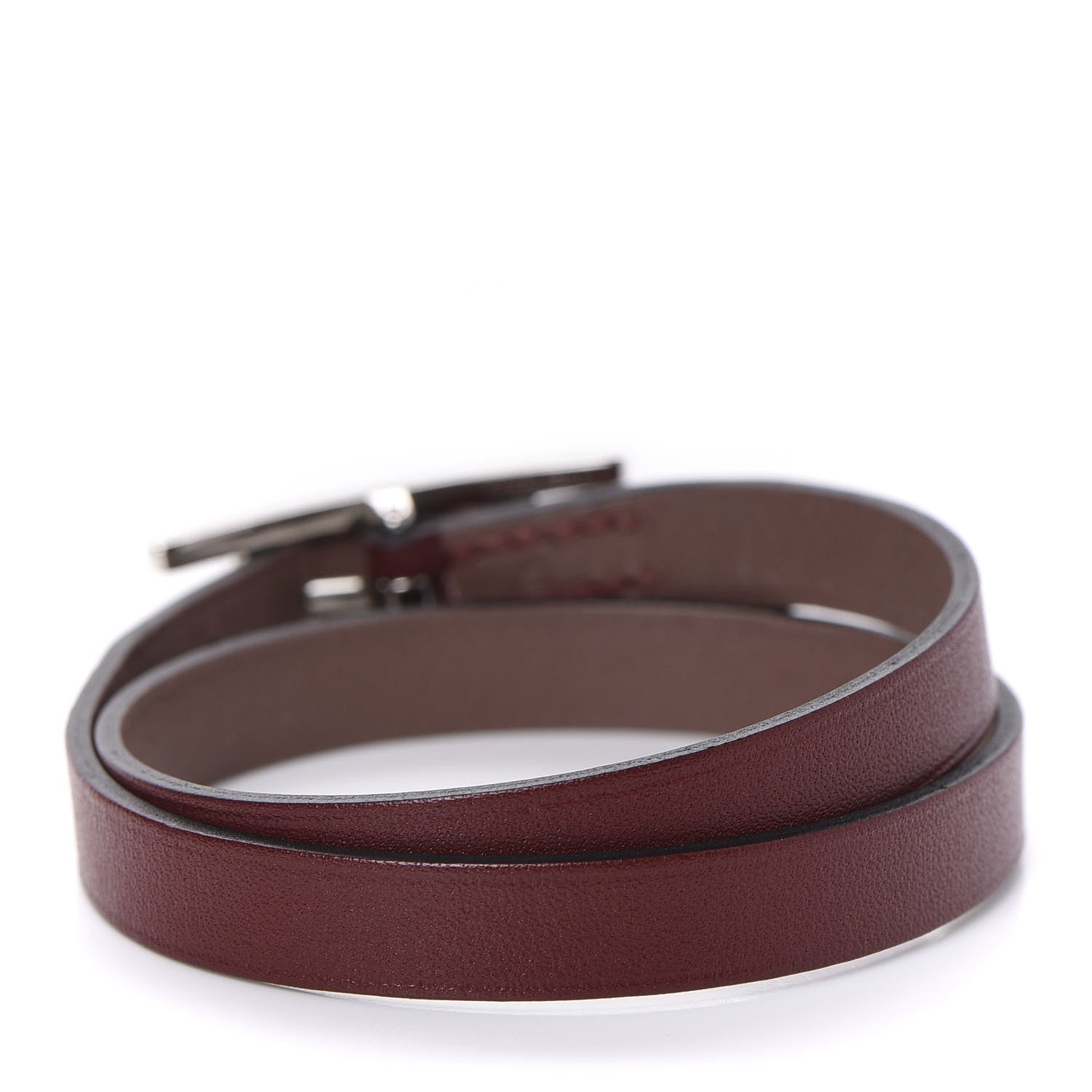 Hermes Chamonix Tadelakt Behapi Double Tour Reversible Bracelet S Rouge H Chocolate 3 of 6