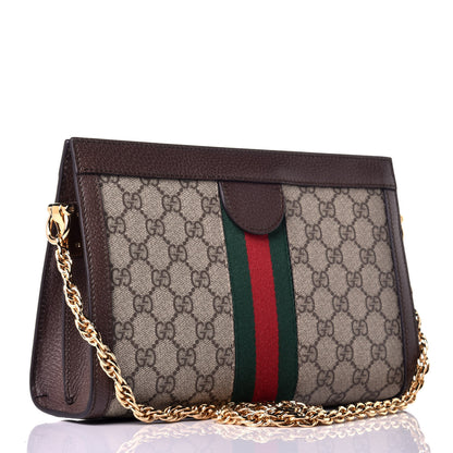 Gucci GG Supreme Monogram Web Small Ophidia Chain Shoulder Bag Brown 3 of 9
