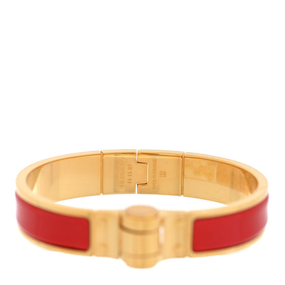 Hermes Enamel Charniere Uni Narrow Hinged Bracelet S Rouge Vif 4 of 4