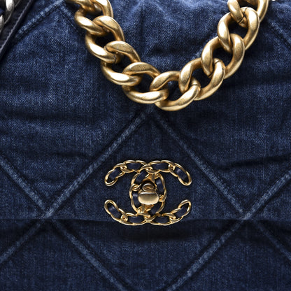 Chanel Denim Quilted Large 19 Flap Blue 9 of 9