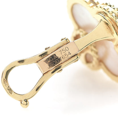 Van Cleef & Arpels 18K Yellow Gold Mother of Pearl Magic Alhambra Earrings 4 of 6
