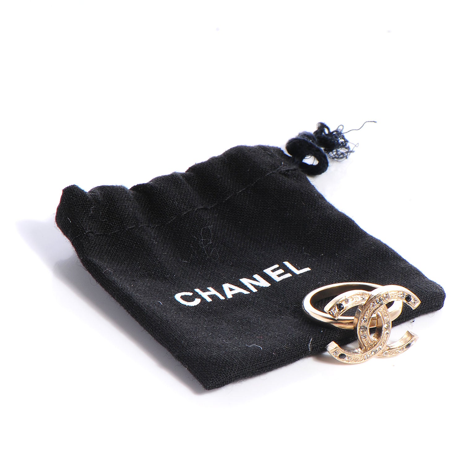 Chanel Crystal CC Logo Ring Size 6 Gold 5 of 5