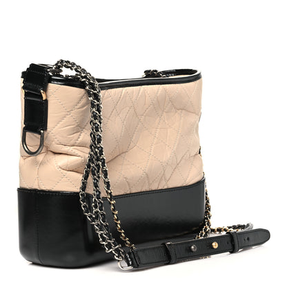 Chanel Aged Calfskin Quilted Medium Gabrielle Hobo Beige Black 3 of 10