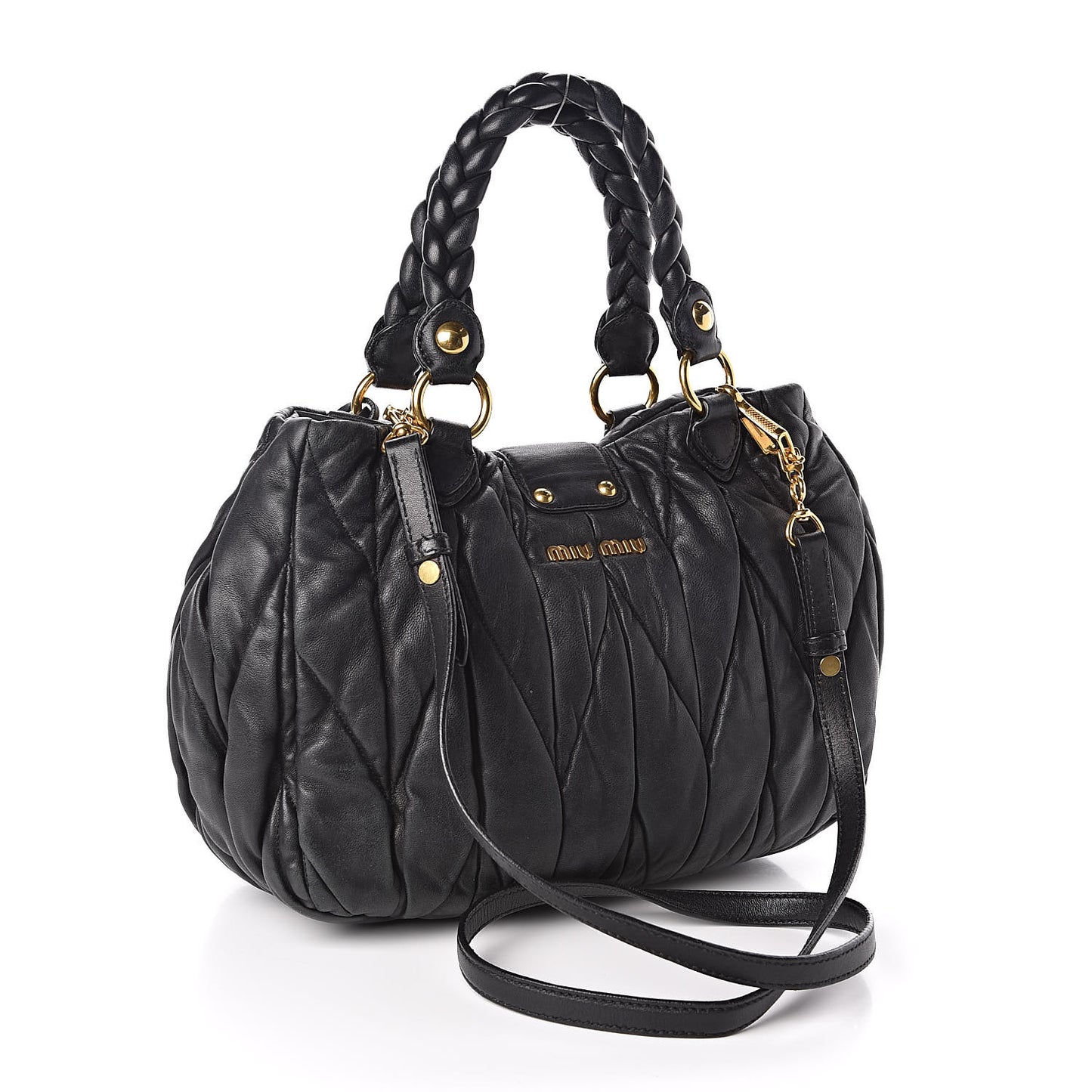 Nappa Matelasse Top Handle Satchel Black
