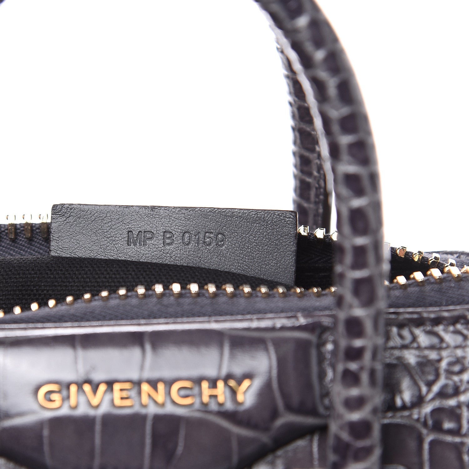 Givenchy Calfskin Crocodile Embossed Mini Antigona Storm Grey 7 of 9