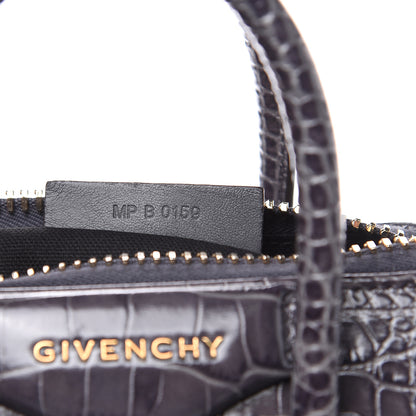 Givenchy Calfskin Crocodile Embossed Mini Antigona Storm Grey 7 of 9