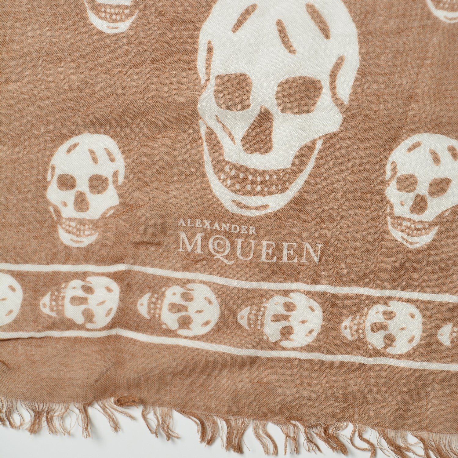 Alexander McQueen Modal Cashmere Skull Shawl Light Brown 4 of 5