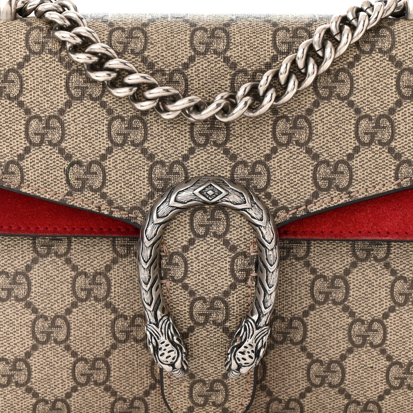 GG Supreme Monogram Mini Dionysus Shoulder Bag Hibiscus Red