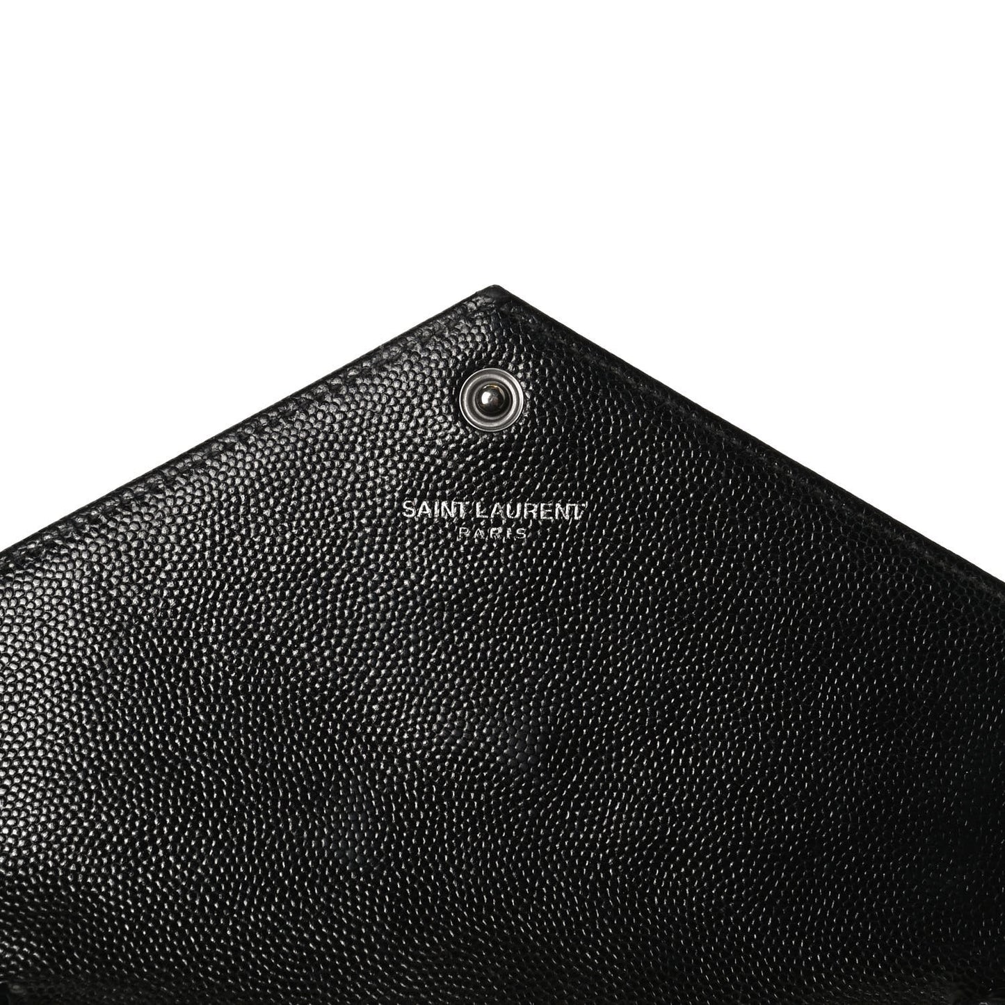 Grain De Poudre Matelasse Chevron Monogram Envelope Chain Wallet Black