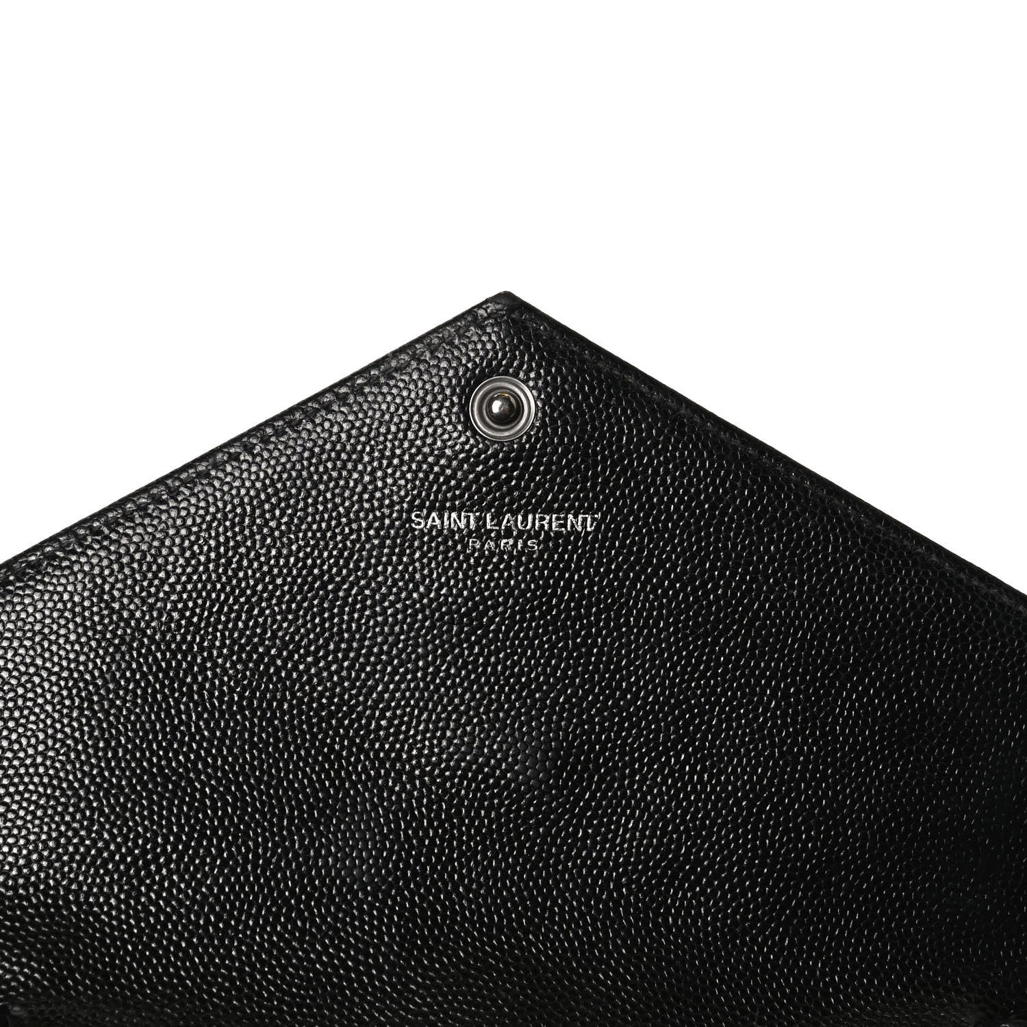 Saint Laurent Grain De Poudre Matelasse Chevron Monogram Envelope Chain Wallet Black 10 of 12