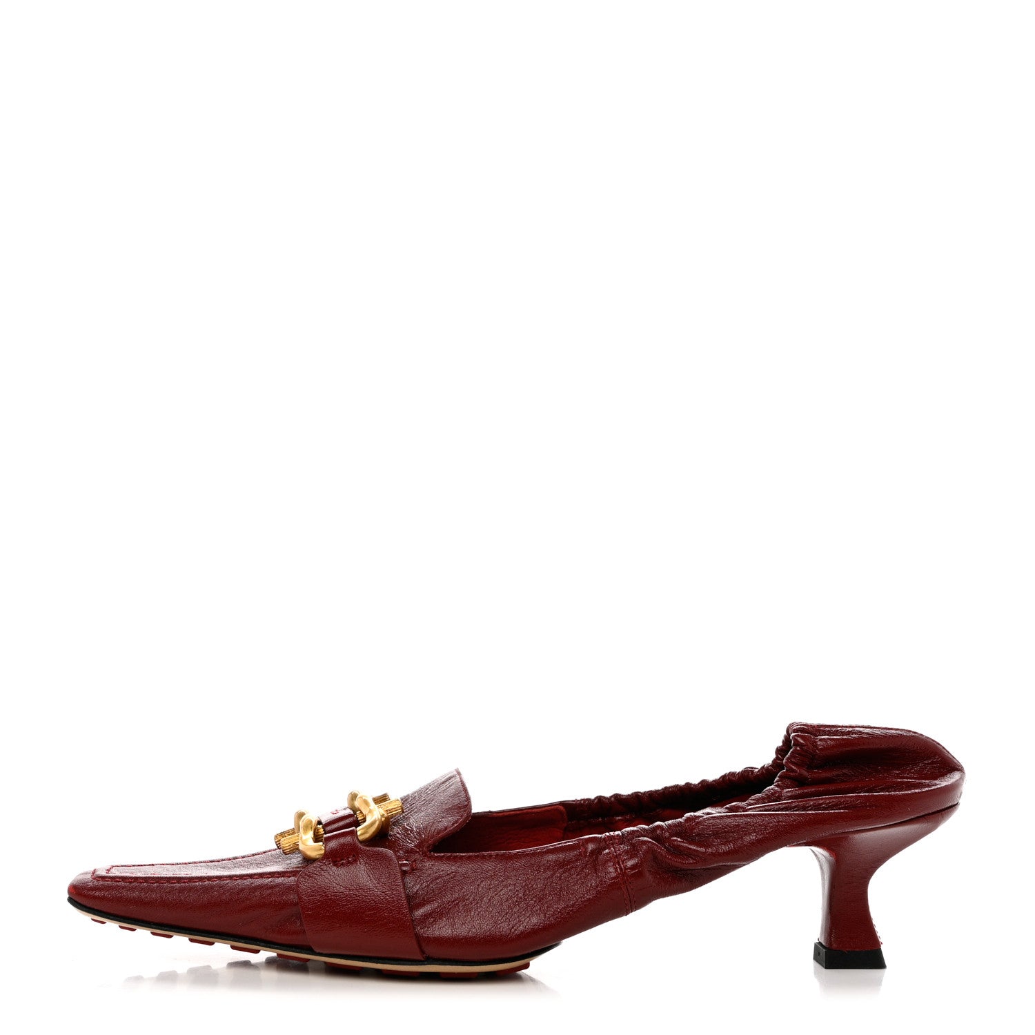 Bottega Veneta Crushed Nappa Madame Pumps 39.5 Burgundy 1 of 8