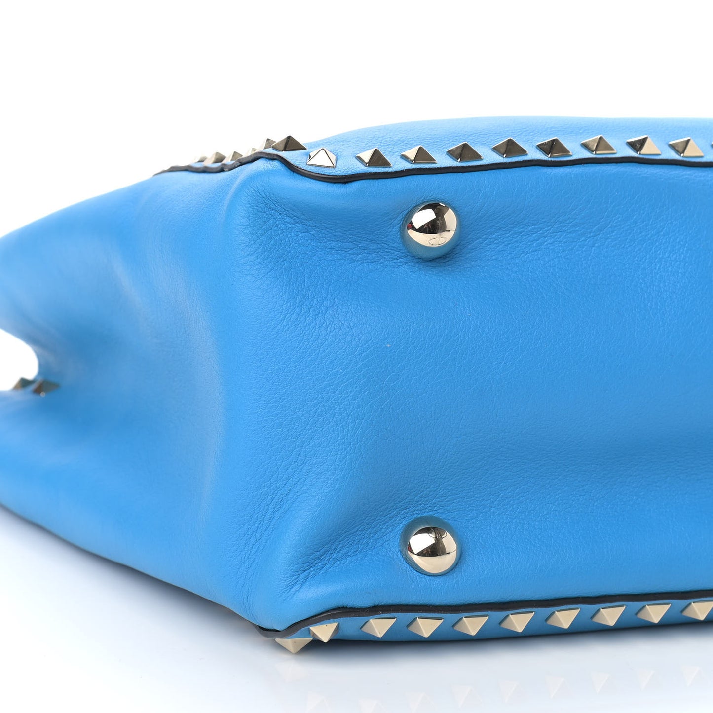 Vitello Medium Rockstud Tote Blue Fluo