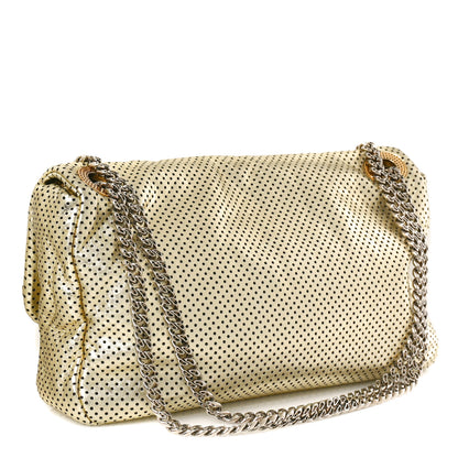 Chanel Metallic Crackled Calfskin Perforated Large Drill Flap Gold 3 of 10