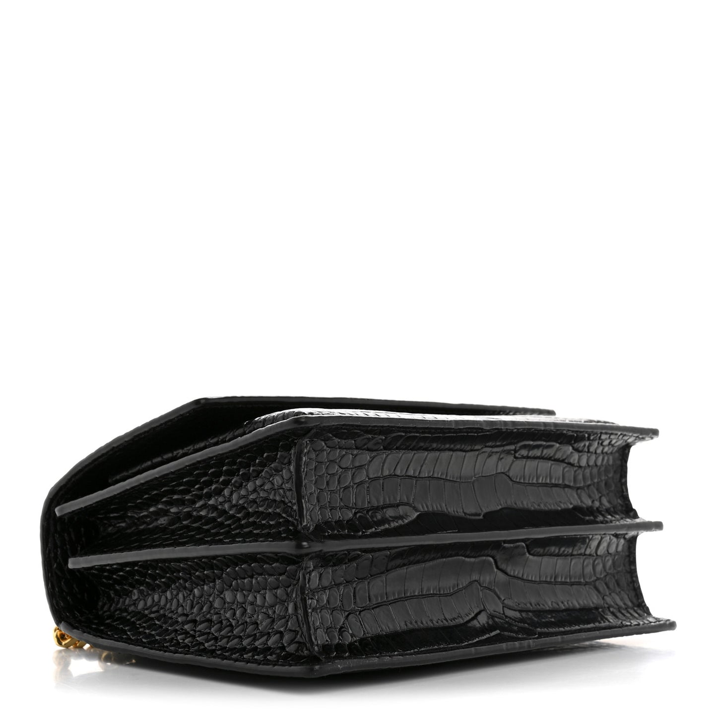 Calfskin Crocodile Embossed Medium Monogram Sunset Black