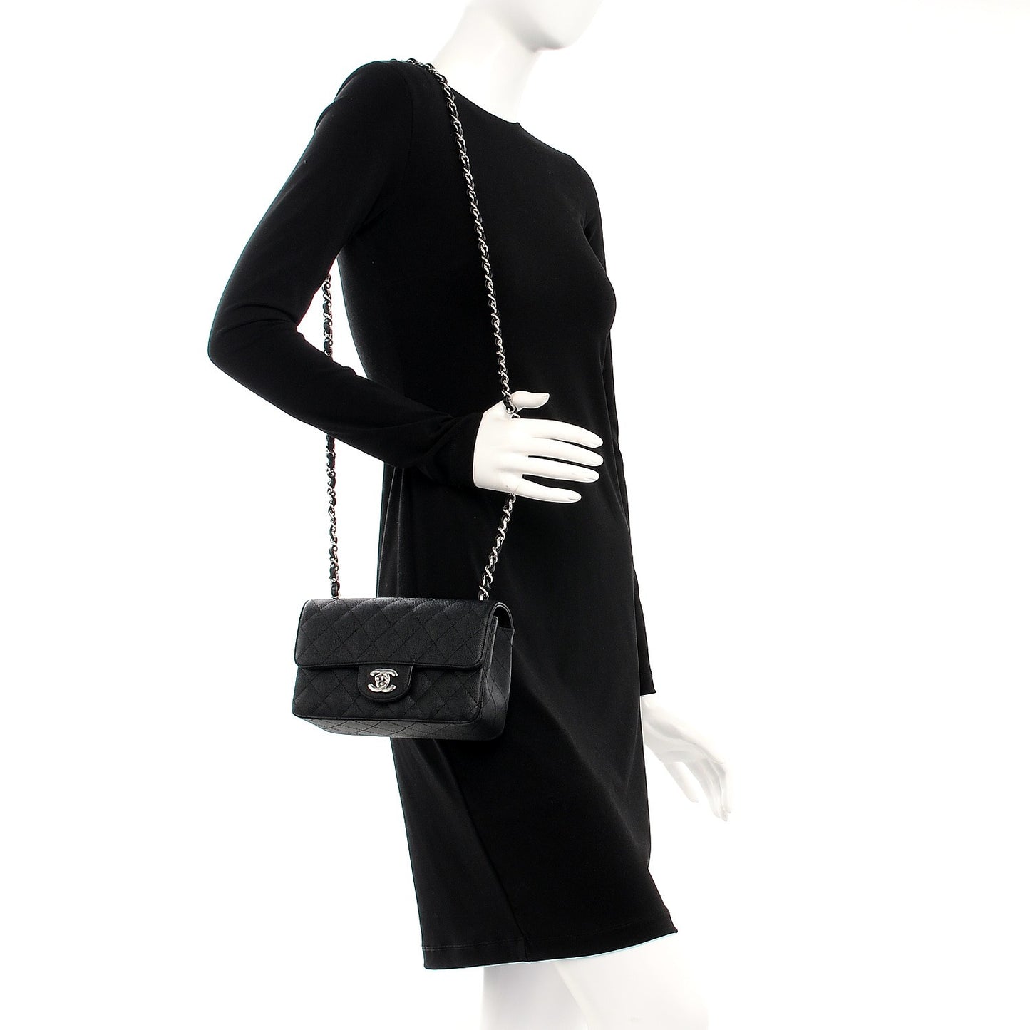 Caviar Quilted Mini Rectangular Flap Black