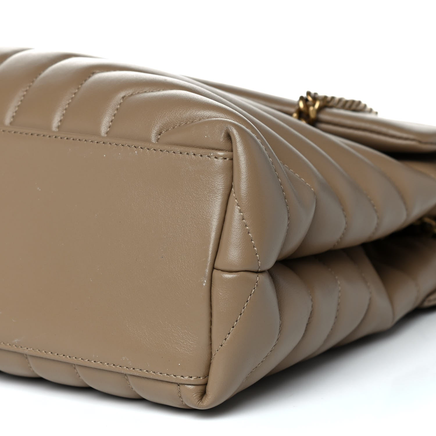Saint Laurent Calfskin Y Quilted Monogram Medium Loulou Chain Satchel Dark Latte 6 of 16