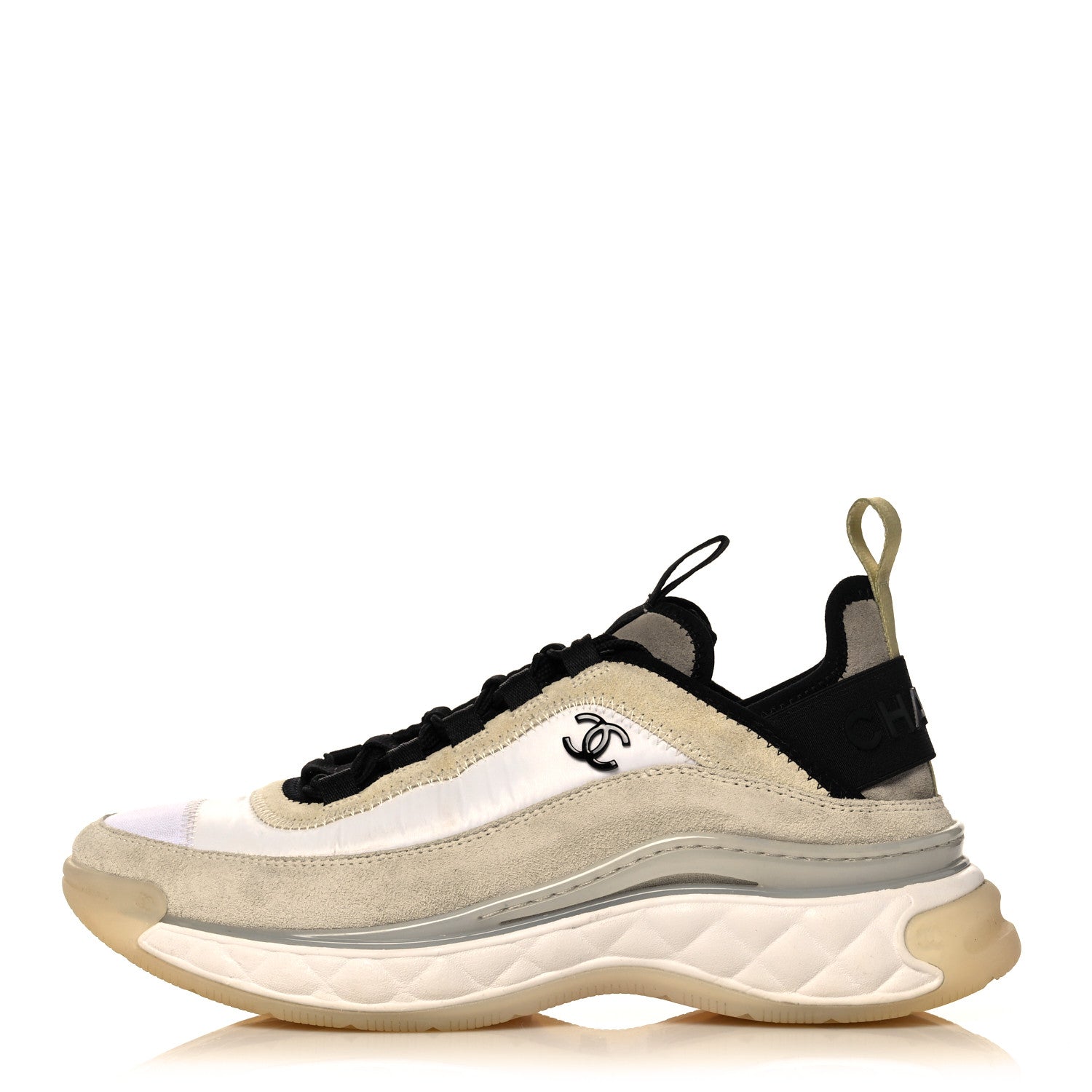 Chanel Suede Calfskin Mixed Fibers CC Sneakers 37 Beige 1 of 11