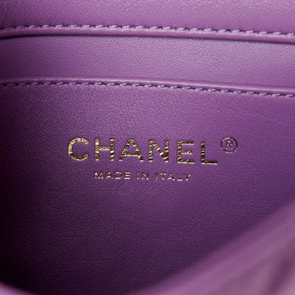 Chanel Lambskin Enamel Quilted Mini Pending CC Square Flap Purple 6 of 11