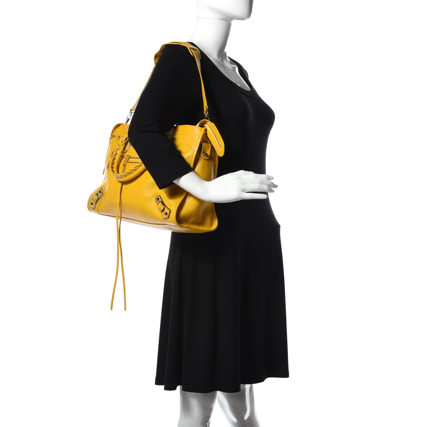 Balenciaga Chevre Silver Metallic Edge Hardware City Jaune Epi 2 of 10