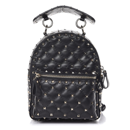 Valentino Garavani Nappa Quilted Mini Rockstud Spike Backpack Black 1 of 6