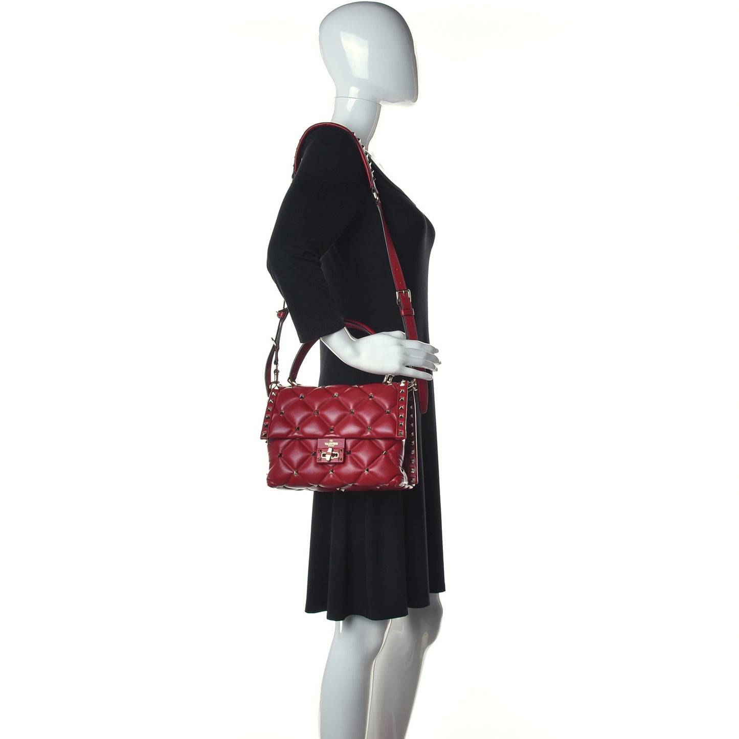 Nappa Medium Candystud Top Handle Bag Rosso Valentino