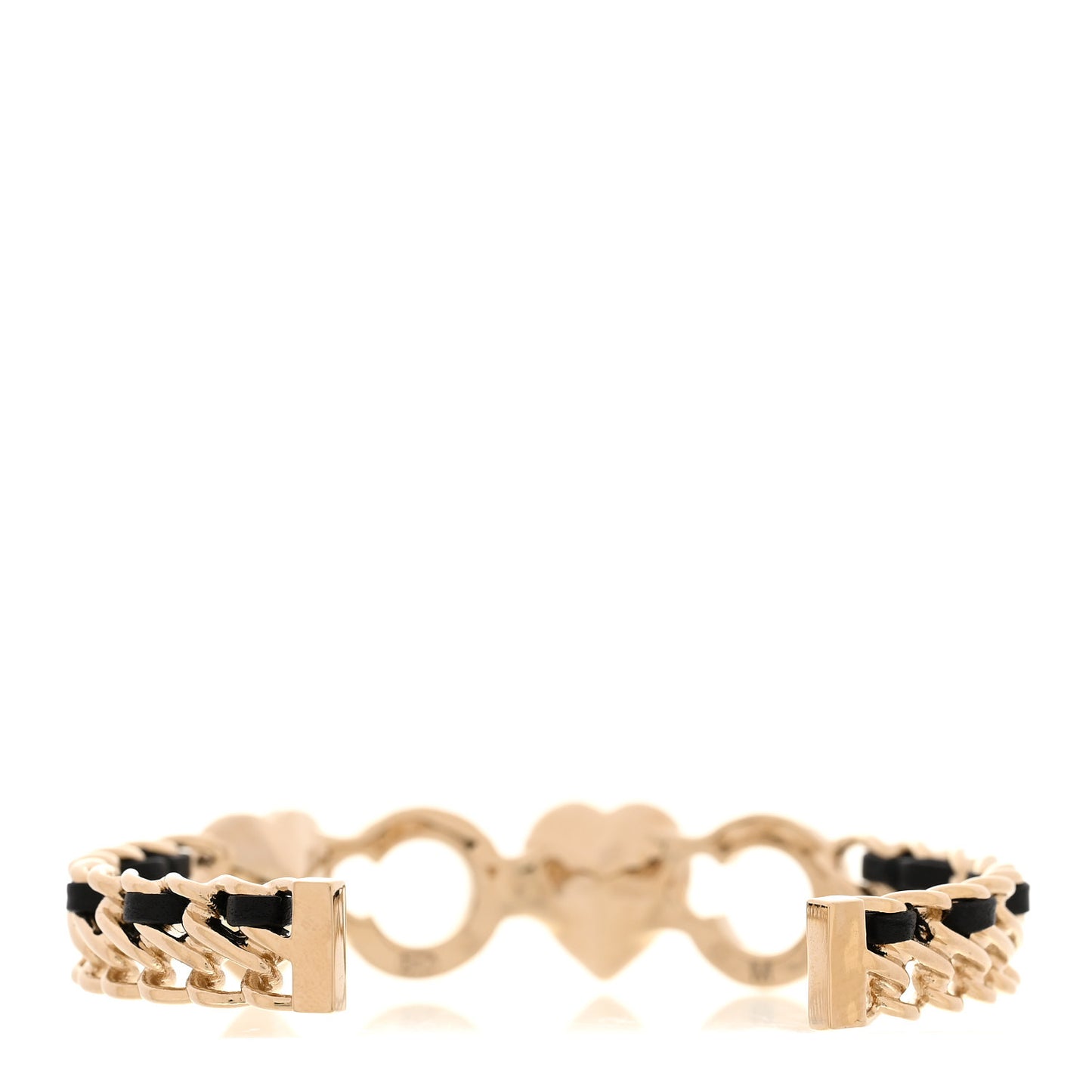 Crystal Pearl Coco Heart Chain Cuff Bracelet M Pink