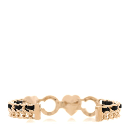Chanel Crystal Pearl Coco Heart Chain Cuff Bracelet M Pink 3 of 5