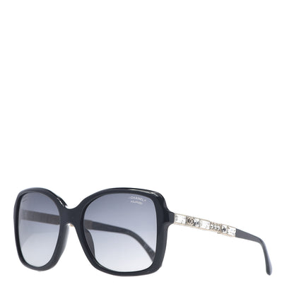 Chanel Crystal Baguette Polarized Square Sunglasses 5308-B Black 1 of 8